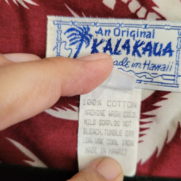 Vintage Kalakaua Rustic Red Palm Tree Button Up Short Sleeve Top Size X-Large - Picture 8 of 9